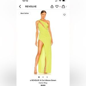 KATIE MAY X REVOLVE cut above gown in Green Chartreuse